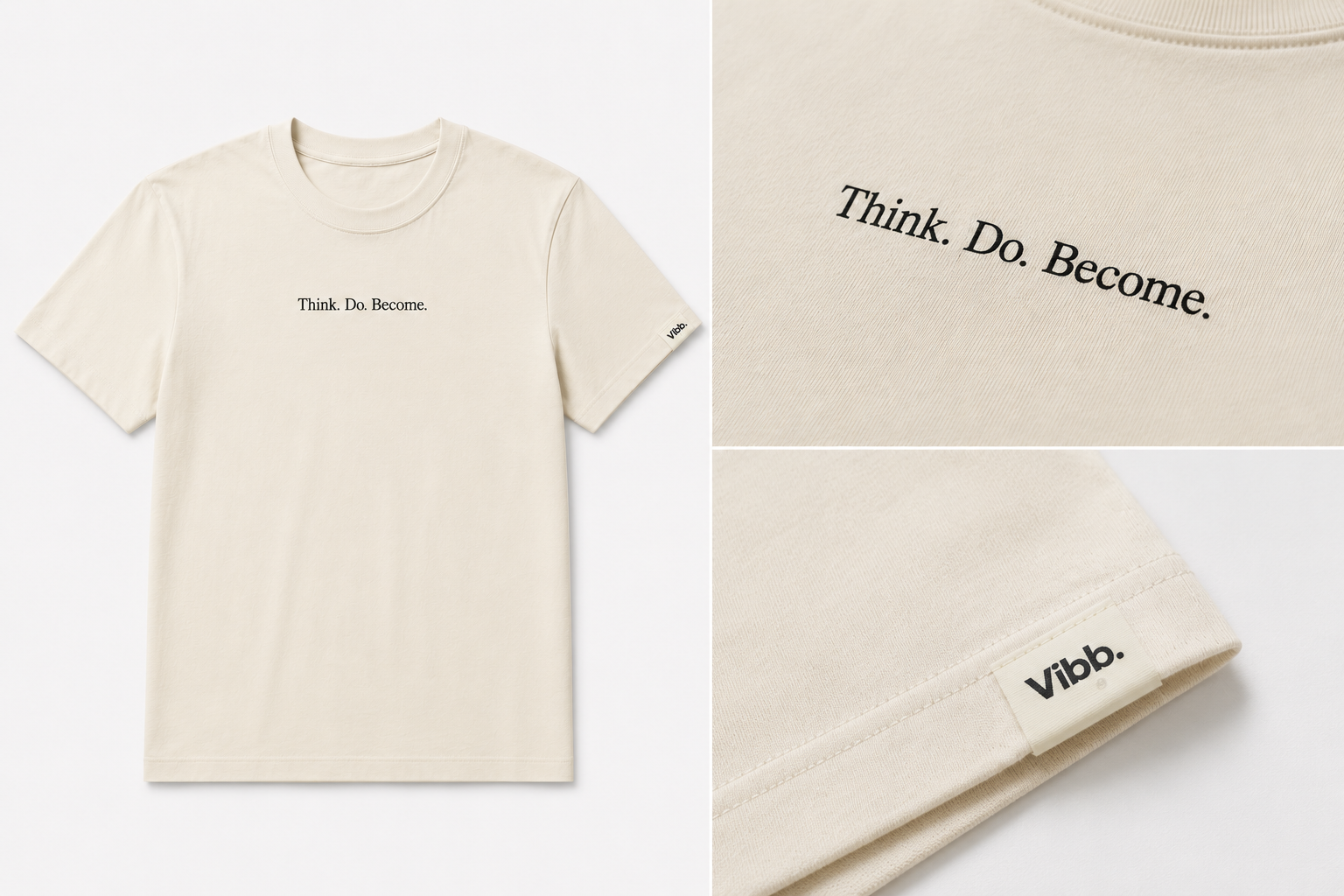 Kortärmad t-shirt Cream
